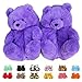 Pantoufles d'hiver antidérapantes en forme d'animal pour femme avec ours en peluche, douces et chaudes, pour homme et femme, violet, taille M