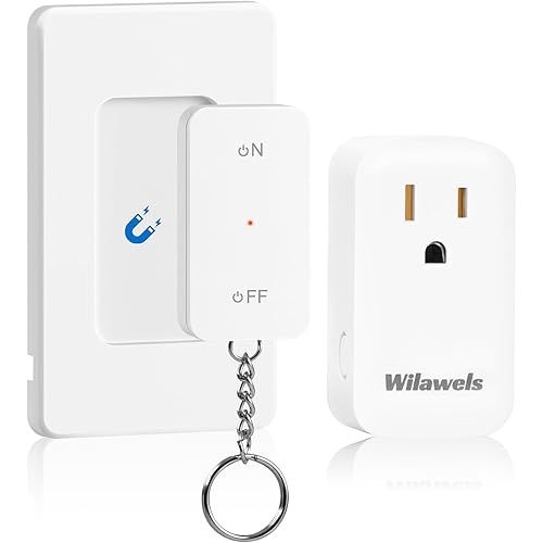 Remote Control Outlet, WILAWELS Remote Switch Outlet with Magnetic Base, Wireless On Off Outlet Switch for Light, Lamp, Fan, Appliance, 100ft RF Range, 15A/1875W, Pre-Programmed, FCC Listed W10RC1106