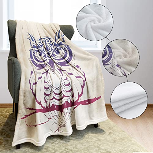 Hommomh 60" X 80" Blanket Comfort Warmth Soft Cozy Air Conditioning Easy Care Machine Wash Night Owl On Marsala #TOP3