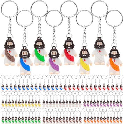Yelakey 50 Pcs Mini Jesus Figures Christian Keychain Bulk Tiny