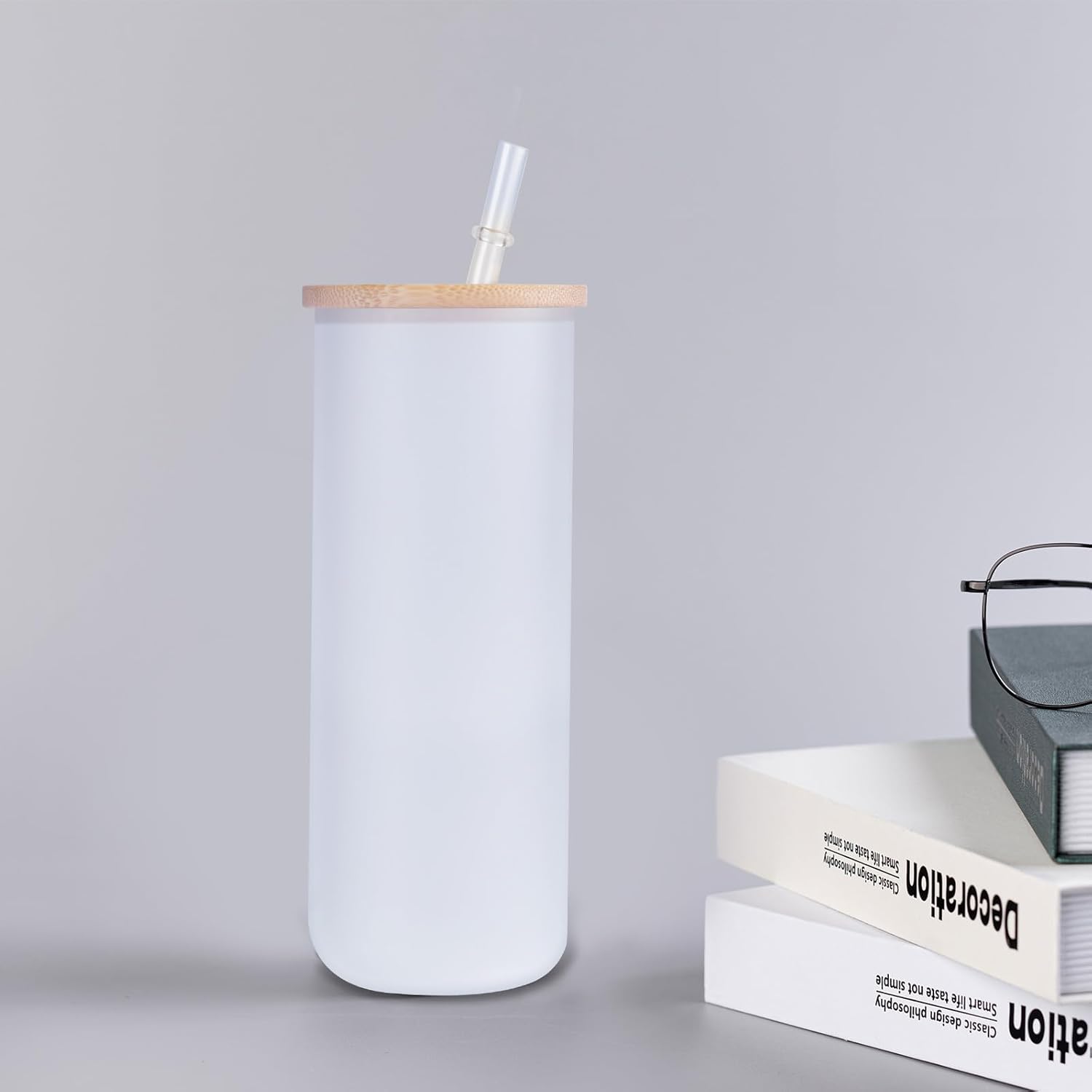 48 Pack 18oz sublimation glass can frosted cups with lids and straws bulk USA WAREHOUSE blank 18 oz frosted can glasses sublimation glass blanks with bamboo lid