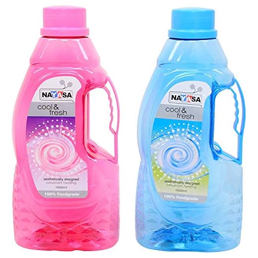 Nayasa Plastic Fontana Bottle with Handle Set of 2Pcs (1500Ml, Pink)