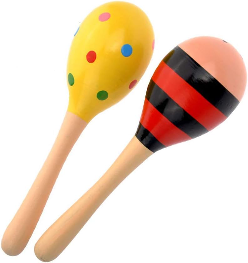 Poualss 2 Piezas de Madera Maracas Sonajero Vibrador Musical ...