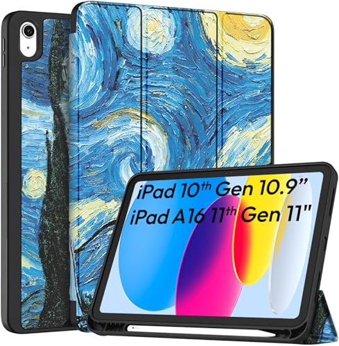 Image of Robustrion Case for iPad 11th Gen (A16) / 10th Generation Cover Case (2025 /2022), Smart Flexible Trifold Flip Stand Cover [Pencil Holder] for iPad 10th Gen / 11th Generation [Auto Sleep Wake] - Night
