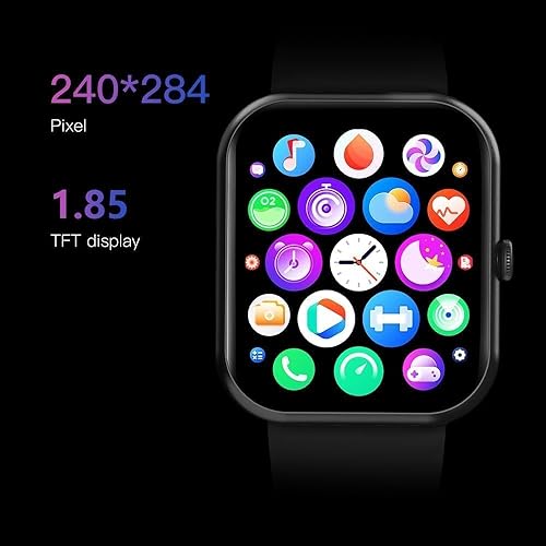Reloj inteligente Smartwatch con pantalla grande de 1.85 pulgadas, pantalla de bloqueo de contraseña de música y llamada de fitness, impermeable,