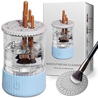 Make Up Pinselreiniger Trockner, Tragbarer Elektrischer Make-up-Pinselreiniger, Waschen Und Trocknen für die meisten Größen von Make-up-Pinseln (das Patentoriginal - 2025 Neu/Blau)