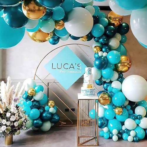 Image of PartyWoo Green Balloon Garland, 100 pcs Shades of Green Balloons Different Sizes Pack of 36 Inch 18 Inch 12 Inch 10 Inch 5 Inch for Balloon Garland Arch as Party Decorations, Birthday Decorations