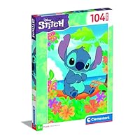 Clementoni - 27572 - Supercolor Puzzle - Super Disney Stitch - 104 Pieces| Jigsaw Puzzle For Kids Age 6| Puzzle Cartoon| Made In Italy