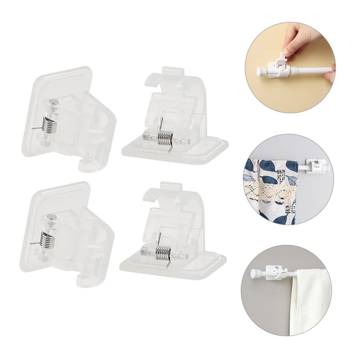 TOPBATHY 3 Set Gancio Appiccicoso per Asta per Tende Aste - Staffa Asta Appendiabiti Supporto per Staffa per Asta Senza Chiodi Attaccapanni per Tende per Camera da Letto 4 Pezzi * 3