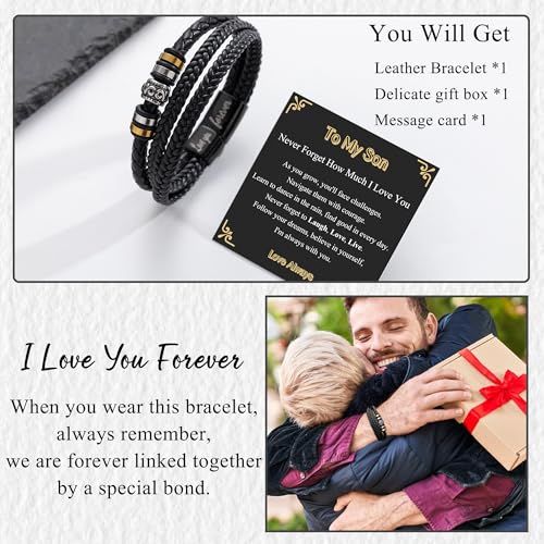 Pulsera para hombre de cuero BMMYE regalo de graduación miniatura 3