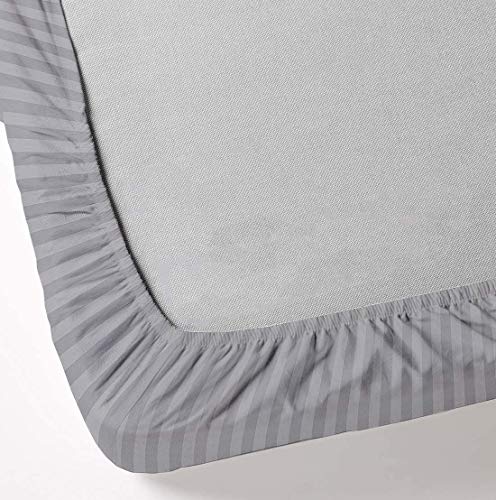 Rajlinen Top Split Sheets For Adjustable Beds - Egyptian Cotton 4Pcs Bed Sheets Split Top King Sheets Flex Head Sheets Split Down 34 Inches From The Top - Light Grey Stripe, Split Head King #TOP3