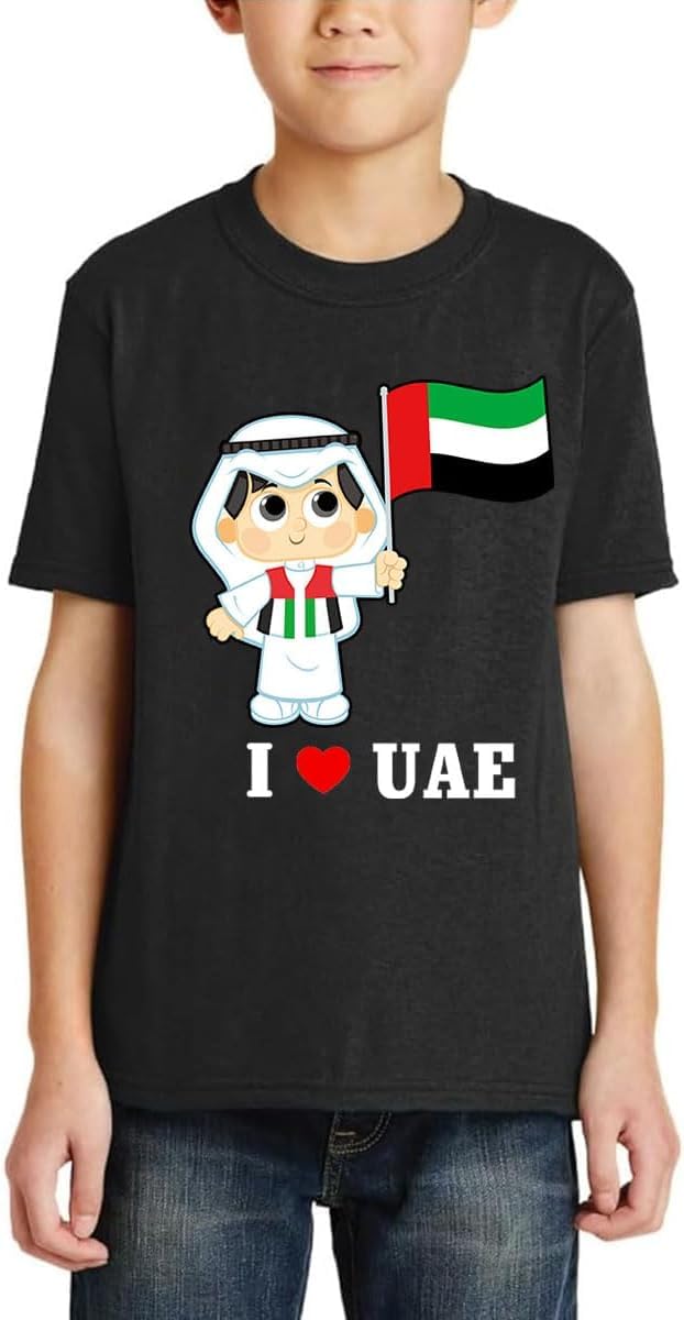 YOUWE7UAE 53nd Celebrating National Day Printed Kids Round Neck T-Shirt for Boys