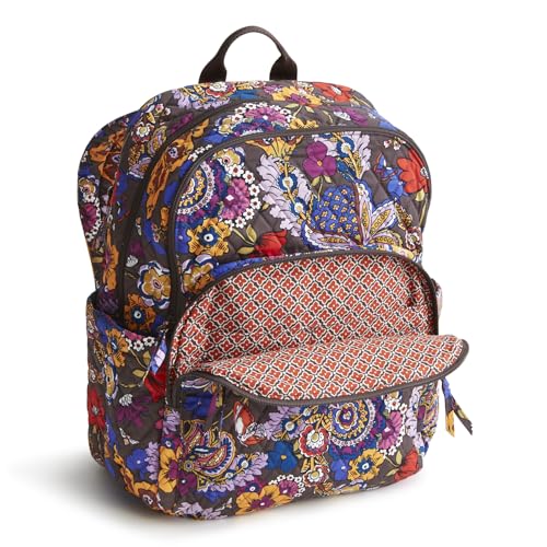 Image of Vera Bradley Women's Premium Cotton Large Bancroft Backpack, Colorful Bouquet, One Size