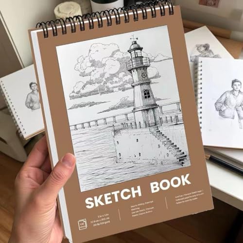 Sketch Book, 12\"x9\" 100 Sheets (68lb/100gsm) Inner Paper, Top Spiral Bound, Acid Free, Drawing, Painting Paper for Beginners Kids Students Adults Artist