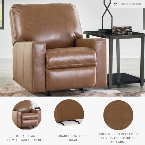 Image of Signature Design by Ashley Bolsena Leather Rocker Recliner Chair, Caramel