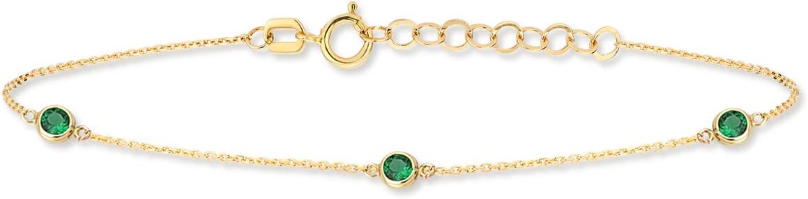 Gelin Emerald Station Bracelet in 14K Solid Gold Gelin Emerald Station Bracelet in 14K Solid Gold