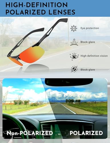 Image of BIRCEN Polarized Anti-Glare Sunglasses for Men: Lightweight Metal Wrap around Sun Glasses UV Protection for Driving Fishing