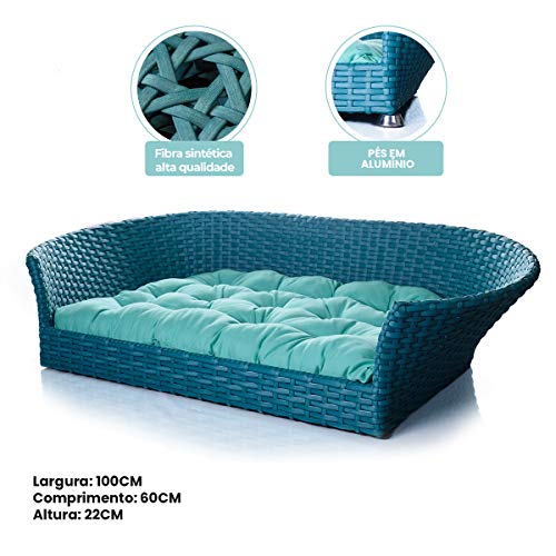 Cama Pet Cachorro Porte Grande Até 25kg 100x60cm Fibra Sintética Tiffany Luxo Veludo - BedFurPets