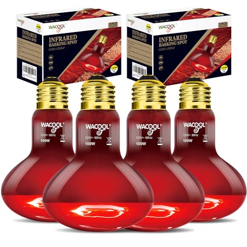 WACOOL 4 Pack Reptile Heat Lamp Bulbs,100W Infrared Basking Spot Light for Reptiles & Amphibians, Red Heat Lamp Bulb for Bearded Dragon Gecko Turtle Lizard (75, Watts)… - image 7