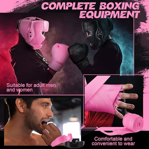 Image of Kanayu 14 Pcs Boxing Gloves and Headgear Set for Beginners Youth 16 Ounce Boxing Gloves Headgear Helmet Hand Wraps Mouth Guards Equipment for Beginners Training Equipment Gifts