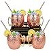 Produktbild Hossejoy Moscow Mule Kupferbecher  Set mit 4 Stück  100 % handgefertigte massive Kupferbecher, 473 ml Kupferbecher mit 4 Cocktail-Kupfer-Trinkhalmen