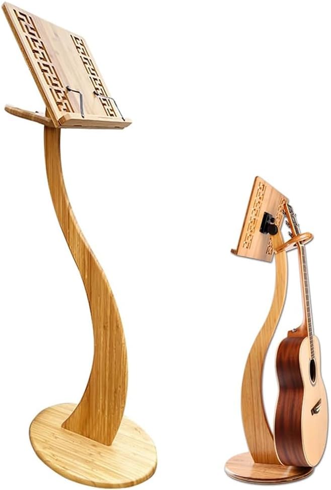 High Stability Music Bookshelf, Floor-Standing Bamboo Music Stand, Guitar and Violin Music Stand, One for Multiple Uses, Space Saving, Suitable for Bands, Choirs, Home Use