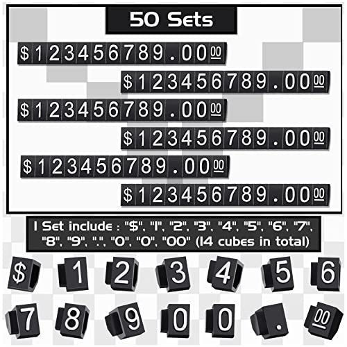 Price Display Cube Number Letter Price Cube Adjustable Price Tag Display Stand Label Dollar Pricing Label Stand Block Kit For Retail Shop Jewelry Price Display (50 Pcs) #TOP2