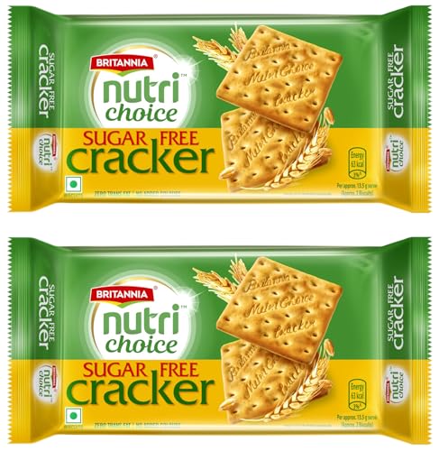 Image of Britannia NutriChoice Sugar Free Cracker Biscuits Pouch, 300 g (Pack of 2)