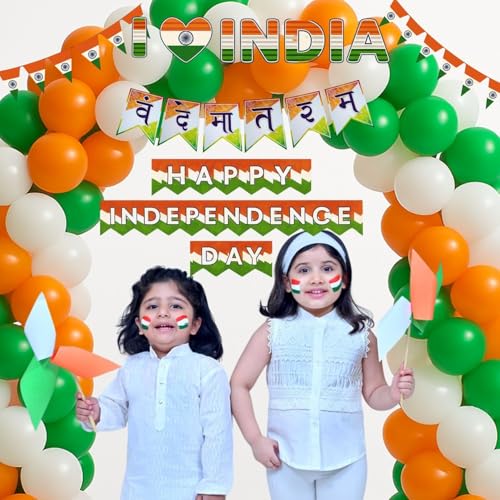 Image of FI - FLICK IN 1 Pcs Independence Day Decoration Items Tricolor Bunting With Ribbon, Republic Day Decorations, Independence Day Decoration Combo (Pack of 1)