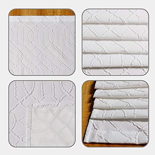 Owenie White Shower Curtain For Bathroom, 3D Embossed Geometric Polyester White Fabric Shower Curtains, Modern Luxury Elegant Innovative Design Hotel Style, 72 X 72 Inch #TOP6