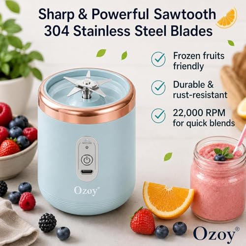 Image of Portable Blender Electric Juicer USB Rechargeable Fruit Mixers Mini Personal Smoothie Maker 6 Blades 3 Gears Ideal for smoothies,Stand,for Home Storage Living Room,Entryway
