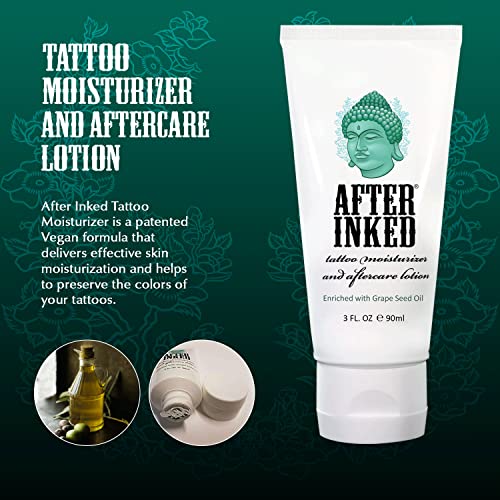 After-Inked-Tattoo-Moisturizer-Aftercare-Lotion-MADE-IN-USA-Vegan-Tattoo-Aftercare-Cream-Enriched-with-Grape-Seed-Oil-Tattoo-Balm-Tattoo-Kit-Essentials-3-Fluid-Ounce-Tube-1-Pack