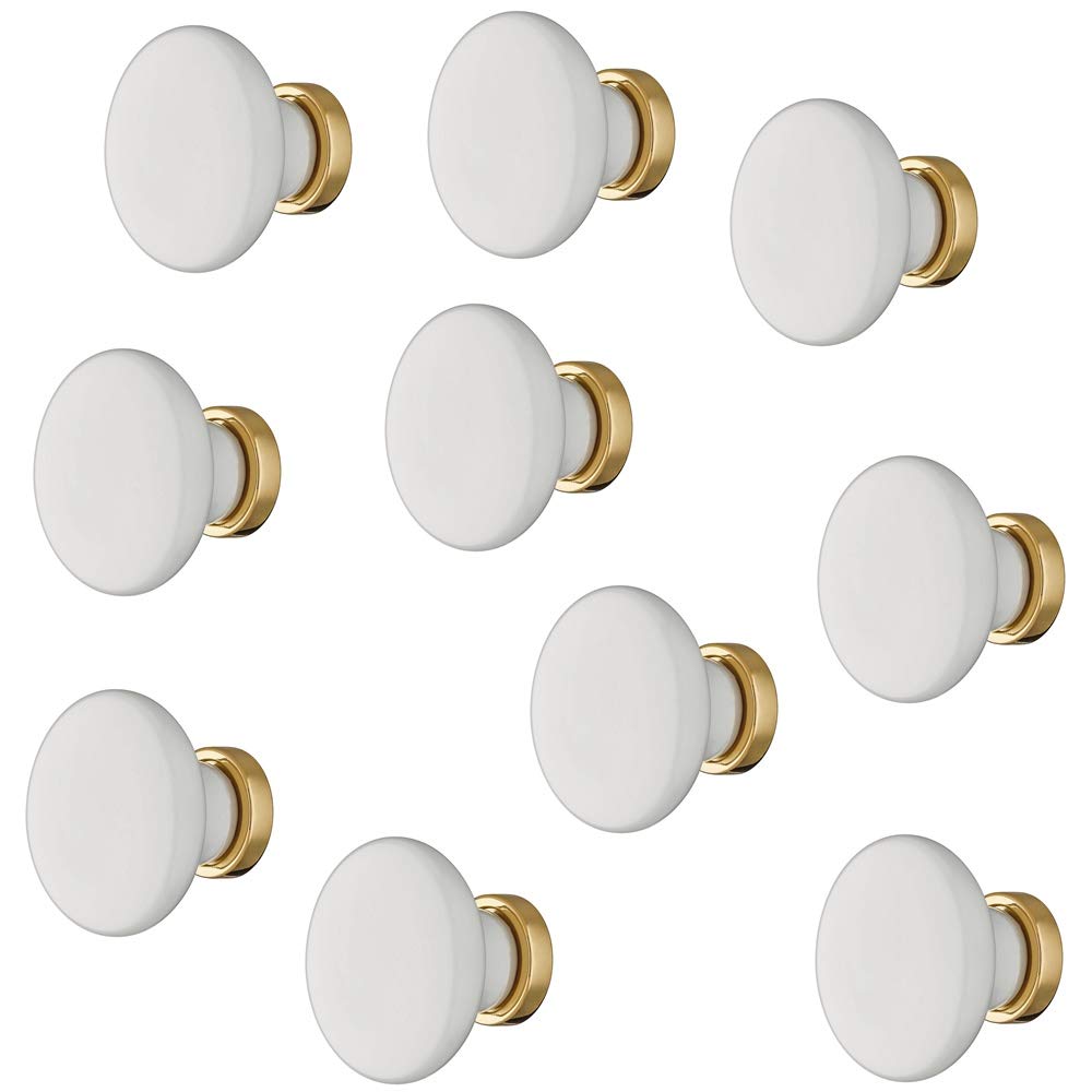 Gedotec White Drawer Knob Porcelain Furniture Handle Antique Knob Vintage Cupboard Knob For Cupboard Doors - Civa Knob Diameter 25 Mm Door Knob Round 1 Piece - Brass Round Knob With Screws