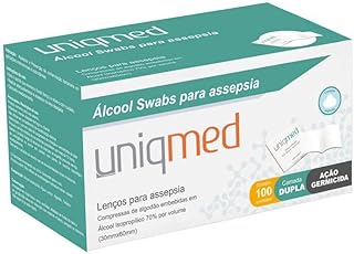 Kit Álcool Swab 70% Saches Lenços Umed. 1000un 10cx -Uniqmed