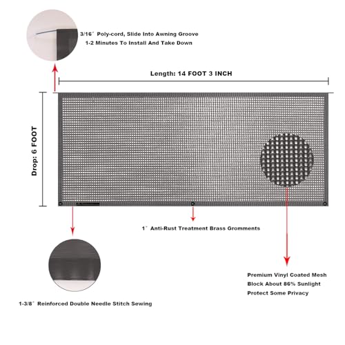 Image of RV Awning Mesh Sun Shade Screen for Motorhome Camper Trailer Sunshade
