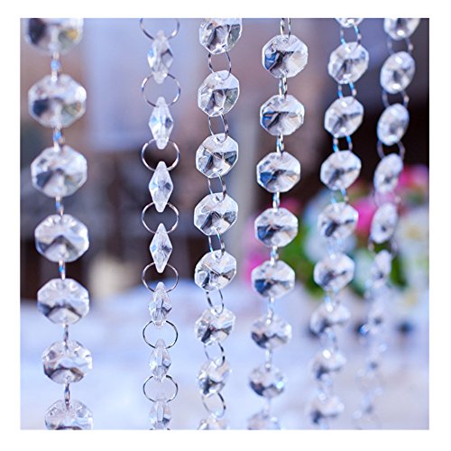 Freessom 5m Guirlande Diamants Perles Cristal Lustre à Suspendre Décoration Mariage de Salle À Saupoudrer Chic Romantique Feerique Vintage Accessoires Deco...