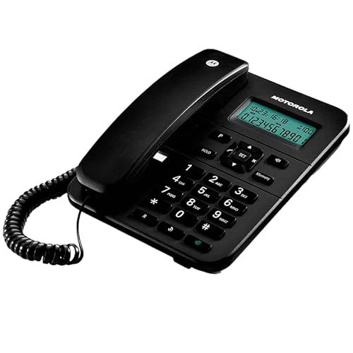 Motorola Voice – CT202 Schnurgebundenes Telefon, 10 Speichertasten, Freisprecheinrichtung, Wartemusik, Anrufer-ID, Wahlwiederholung der letzten Nummer – Schwarz