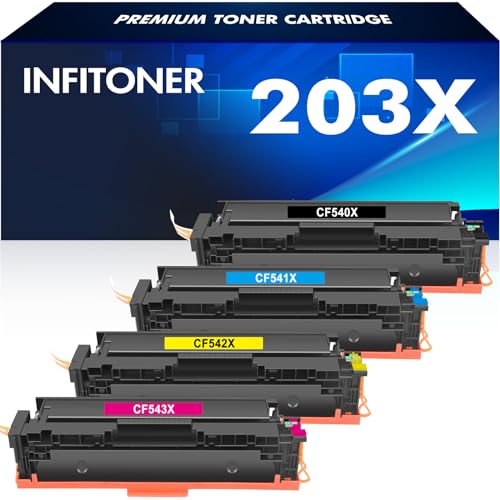 4-Pack 203X 203A Toner Compatible for HP Color Laserjet Pro MFP M281fdw M281fdn M280nw M281cdw M254nw M254dn M254dw M281 M254 CF540X CF540A CF541X CF542X CF543X Black Cyan Yellow Magenta