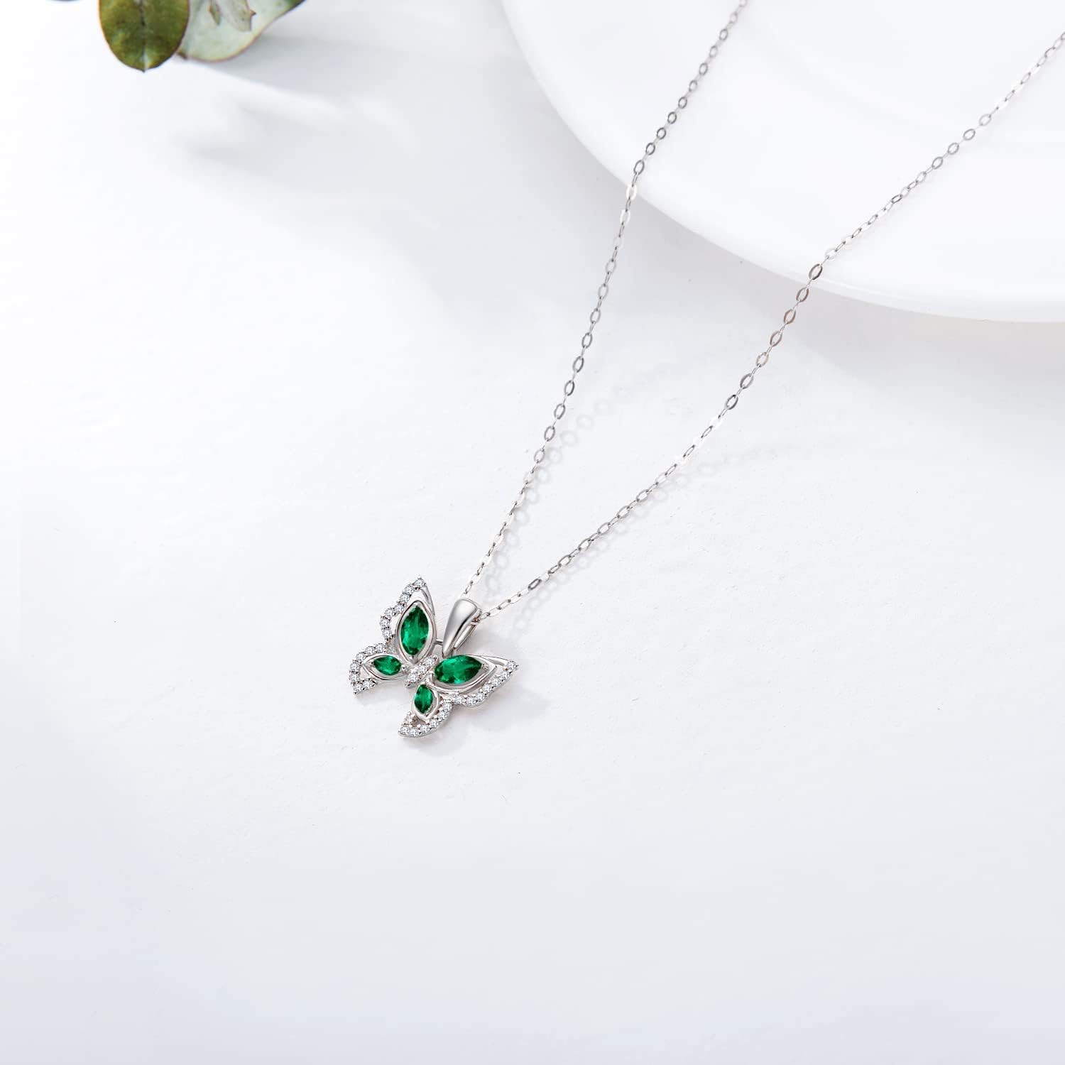 Butterfly with Diamond Necklace for Women 925 Sterling Silver Gemstone Birthstone Butterfly Pendant Necklace Mother's Day Birthday Jewelry Gift - Image 4