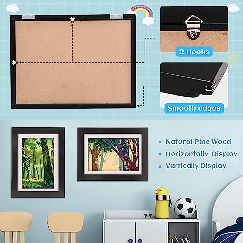 LZDMY-Marco-Dibujos-Infantiles-Marco-para-Dibujos-de-Ninos-con-Apertura-Frontal-35x26cm-Cuadros-Arte-Plegable-Portafotos-A4-Cambiar-Hasta-50-150-Hojas-Regalos-para-Ninos-2-Piezas-Negro