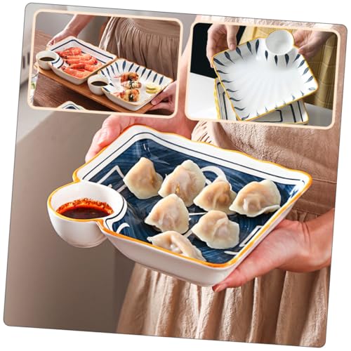 Juego 4 platos de sushi cerámicos diseño cuadrado miniatura 6