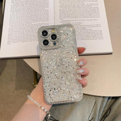 Coque iPhone 12 Pro placage luxe diamant argent brillant