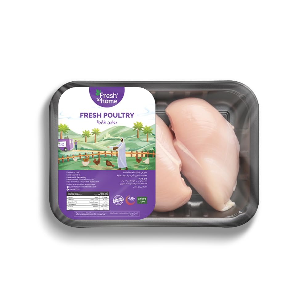 FreshToHome Premium Chicken Breast Fillet | 480g to 500g Pack| Boneless | Skinless | Antibiotic-Residue-Free | Fresh | Never Frozen