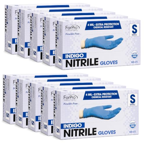 Image of ForPro Disposable Nitrile Gloves, Chemical Resistant, Powder-Free, Latex-Free, Non-Sterile, Food Safe, 4 Mil