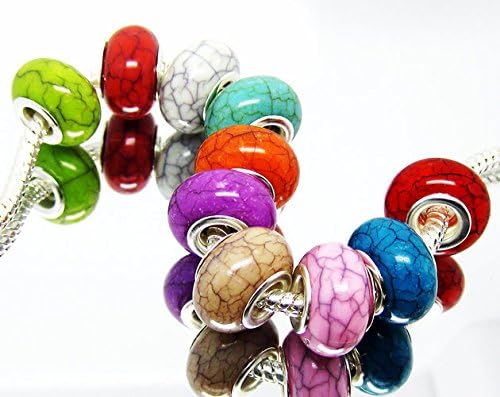 Miniatura 5 de TianBo 100 Uds. Mezcla de Color Grande Agujero Perlas de Resina Grieta Ajuste Europeo Pulsera Espaciador para Joyería Fabricación SS01, Anillo