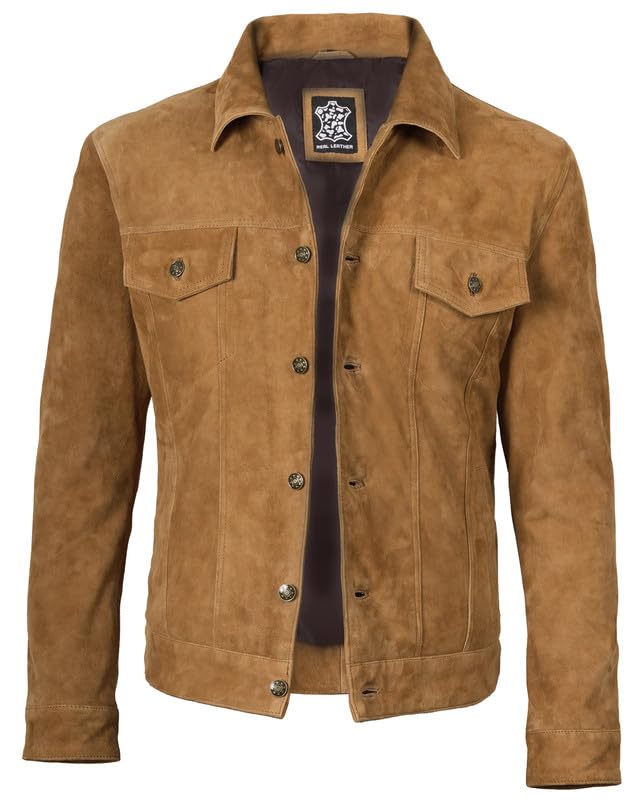 Image of Blingsoul Suede Leather Jacket Men - Real Lambskin Leather Suede Jacket for Men