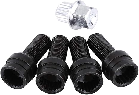 Bulloni Ruota M14x1.5mm Per VW - 4 Pezzi + Chiave, Acciaio Zincato Nero - Foto 5