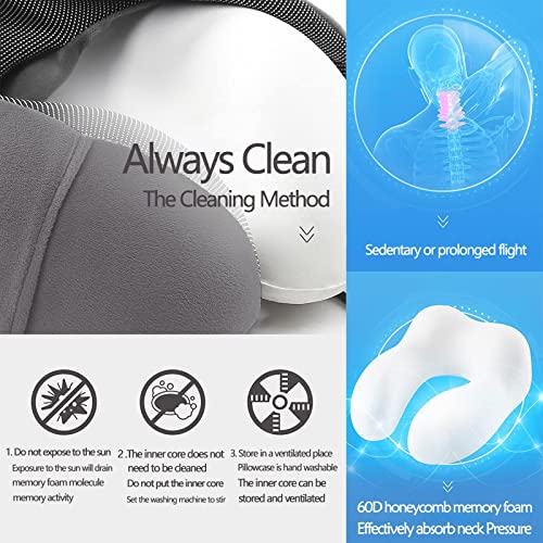 Yirfeikrer Travel Pillow, Best Memory Foam Neck Pillow And Head Support Soft Pillow With Side Storage Bags, For Sleep Rest, Airplane, Car, Family And Travel Use（Dark Grey） #TOP4