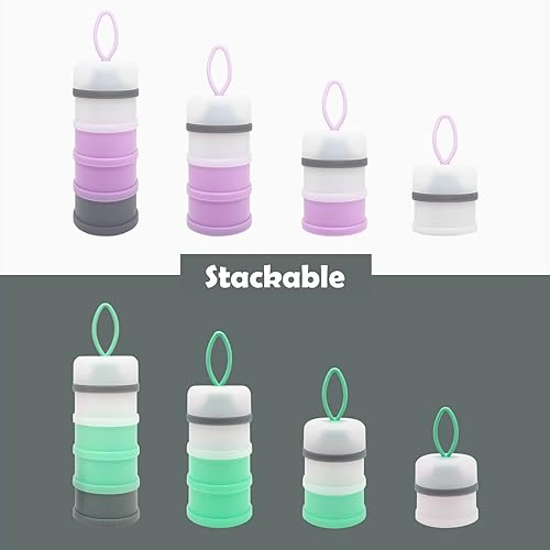 Miniatura 10 de LADISO Dispensador de fórmula para bebés, contenedor de fórmula, contenedor dispensador portátil de leche en polvo, contenedor de almacenamiento de