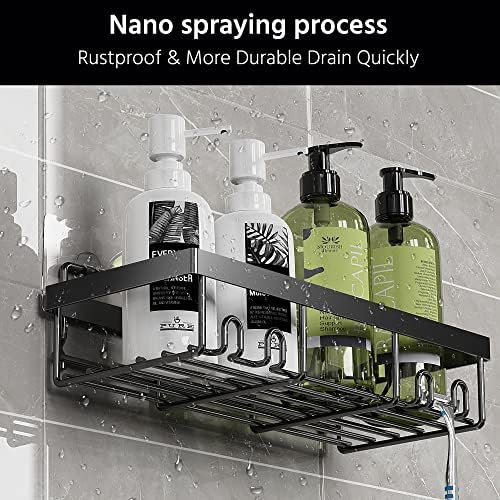 DIFULI Shower Caddy Shelf Organiser (2 Pack), No Drill Black Shower Shelves, Self Adhesive Bathroom Caddy, Shower Storage Accessories, Rust-Free